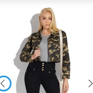 Chocolate Cropped Camo Jacket NWT Size Medium